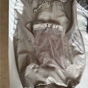 Beige Laundry Bag with Mesh Pocket